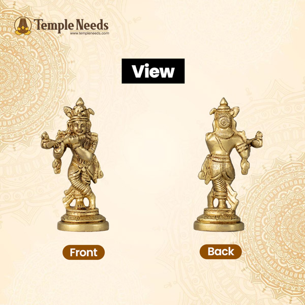 Krishnar With Cow Brass Idol