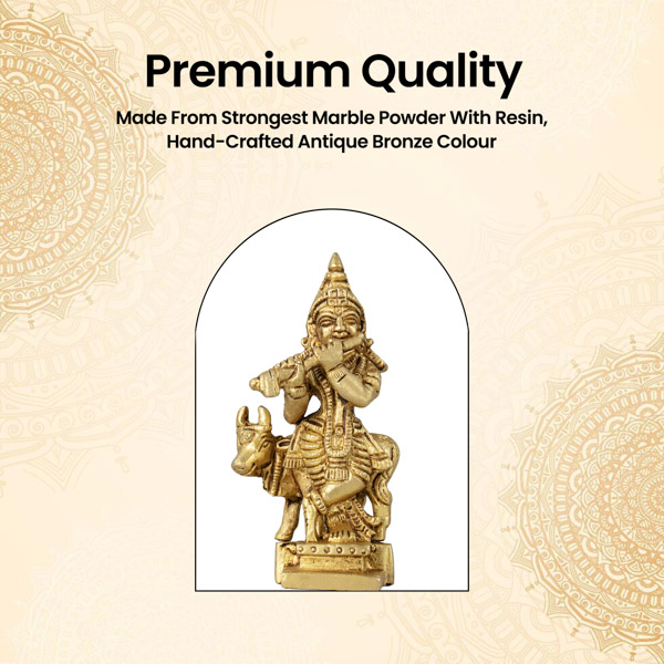 Krishnar With Cow Brass Idol