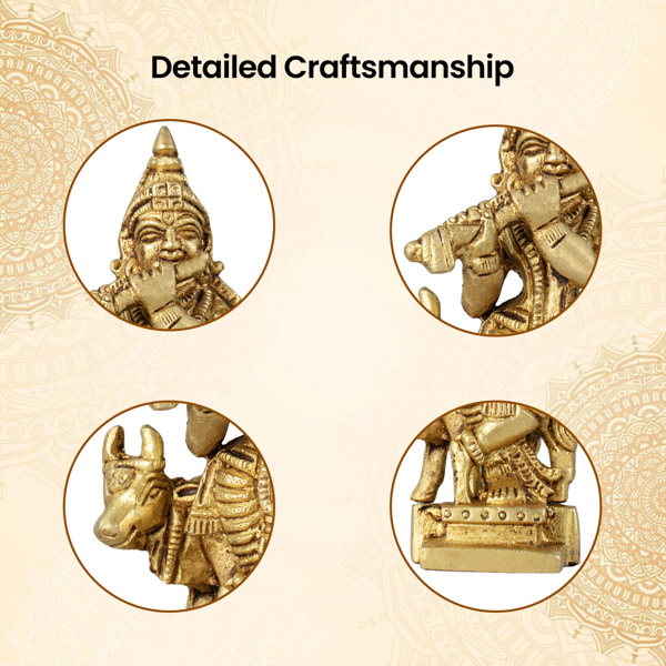 Krishnar With Cow Brass Idol
